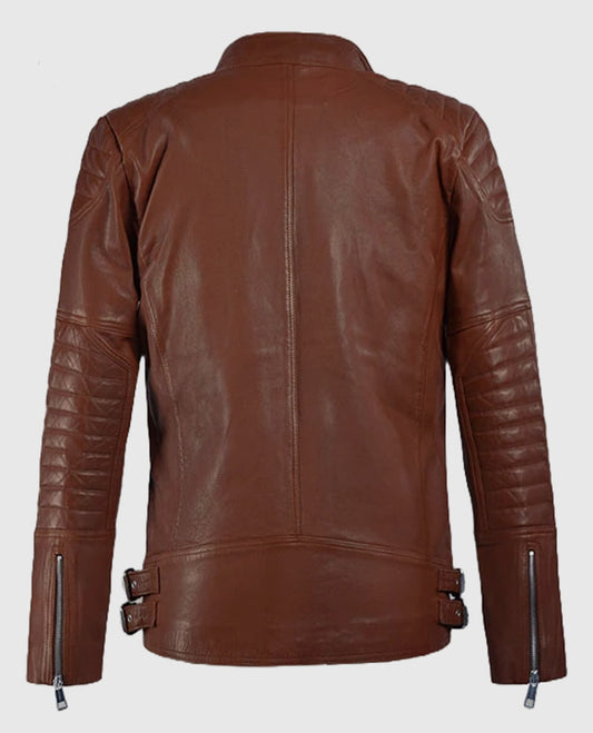 Men's Shotgun Tan Moto Biker Leather Jacket