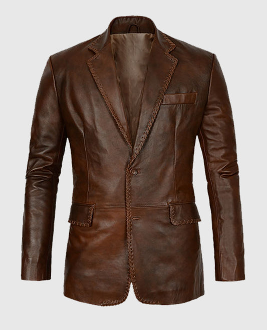 Men's Spanish Brown Medieval Leather Blazer