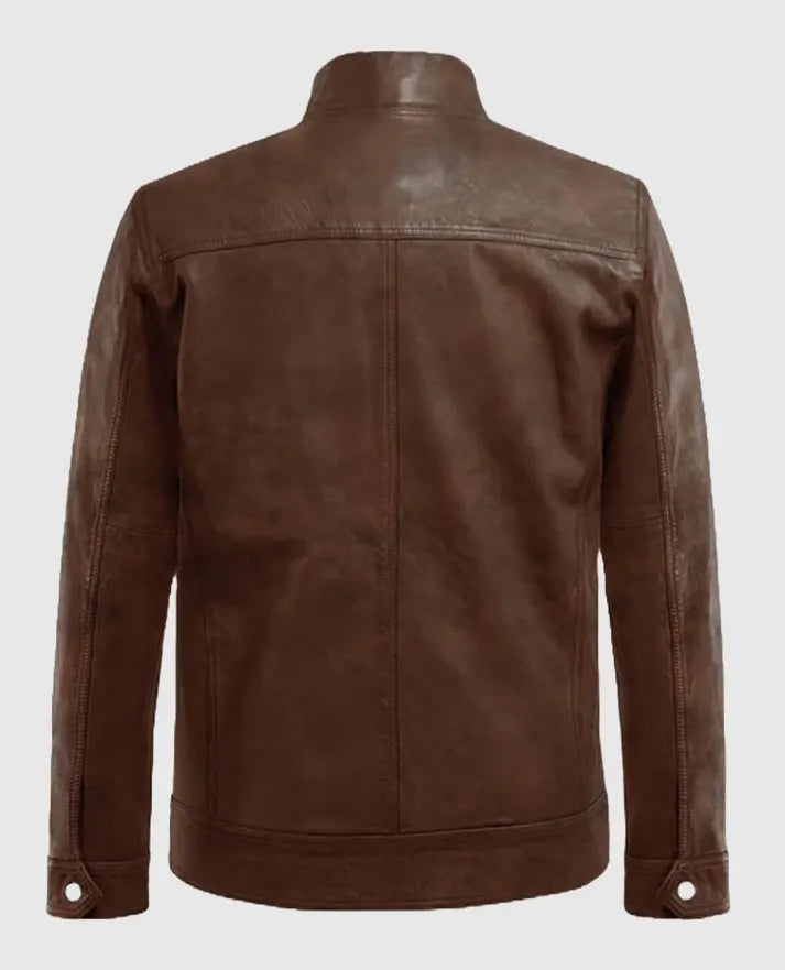 Men's Thunder Storm Brown Biker Leather Jacket