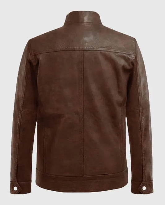 Men's Thunder Storm Brown Biker Leather Jacket