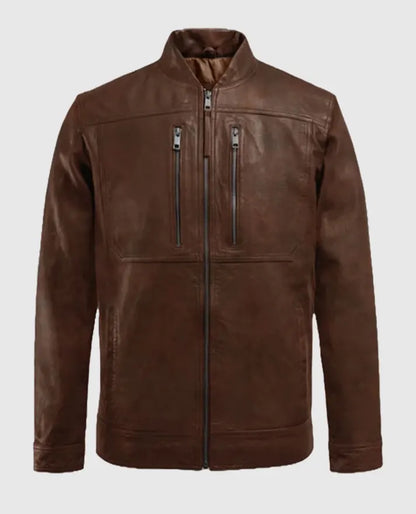Men's Thunder Storm Spanish Brown Biker Leather Jacket