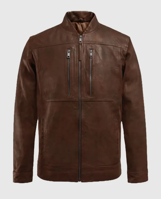 Men's Thunder Storm Spanish Brown Biker Leather Jacket