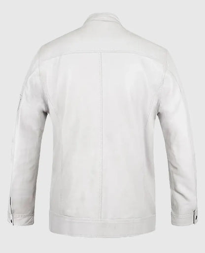 Men's White Motorcycle White leather Jacket