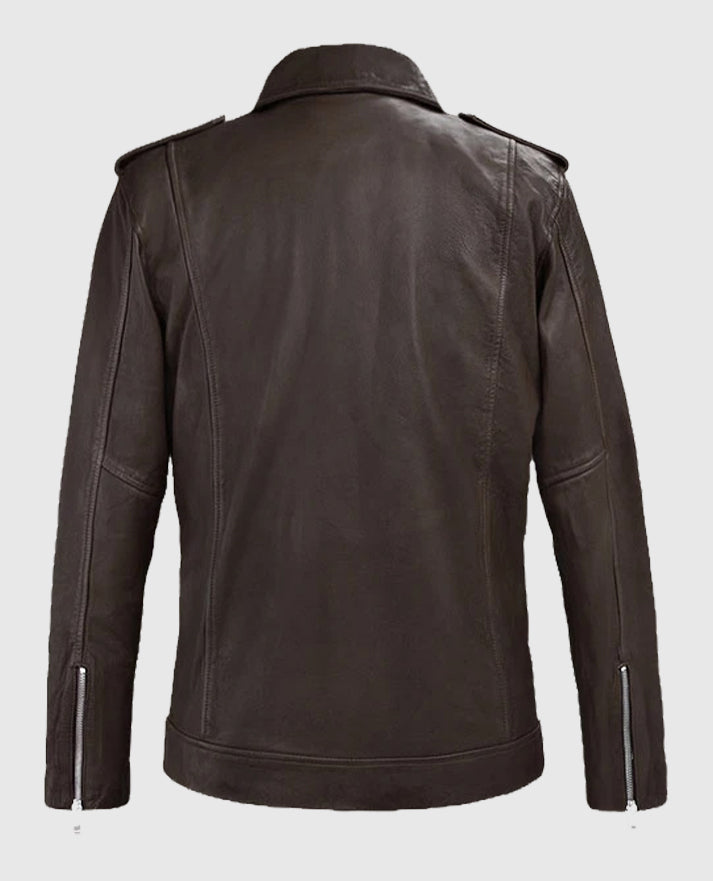 Mens Beast Brown Biker Style Leather Jacket 