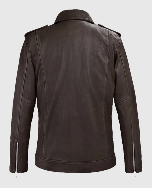 Mens Beast Brown Biker Style Leather Jacket 