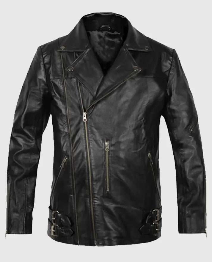 Mens Black Biker Leather Jacket