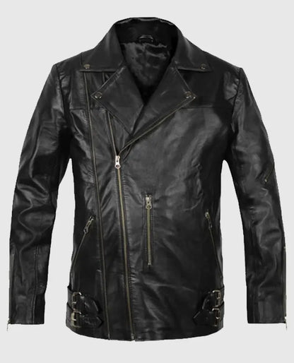 Mens Black Biker Leather Jacket