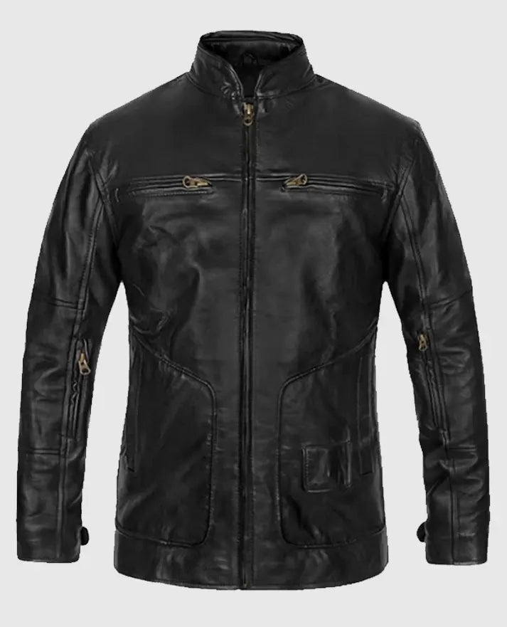 Men’s Cafe Racer Black Leather Jacket
