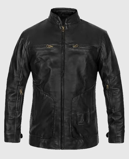 Men’s Cafe Racer Black Leather Jacket