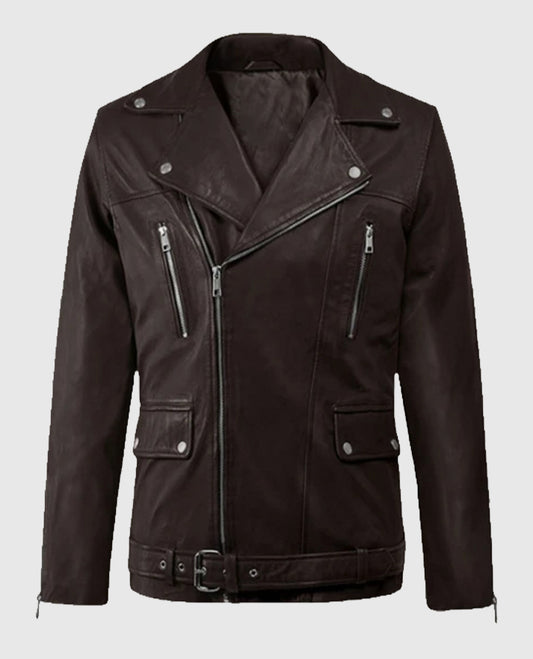 Men’s Dauntless Brown Biker Leather Jacket