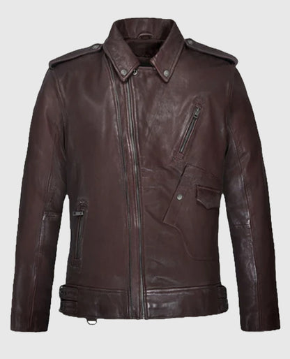 Men’s Falcon Burgundy Rider Leather Jacket