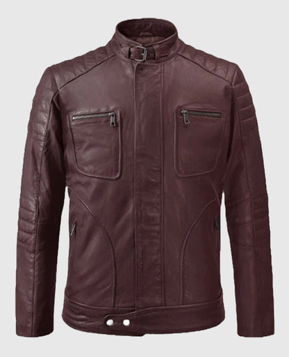 Men’s Firefly Moto Burgundy Biker Leather Jacket