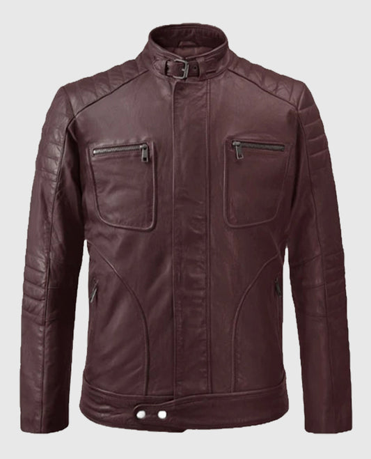 Men’s Firefly Moto Burgundy Biker Leather Jacket