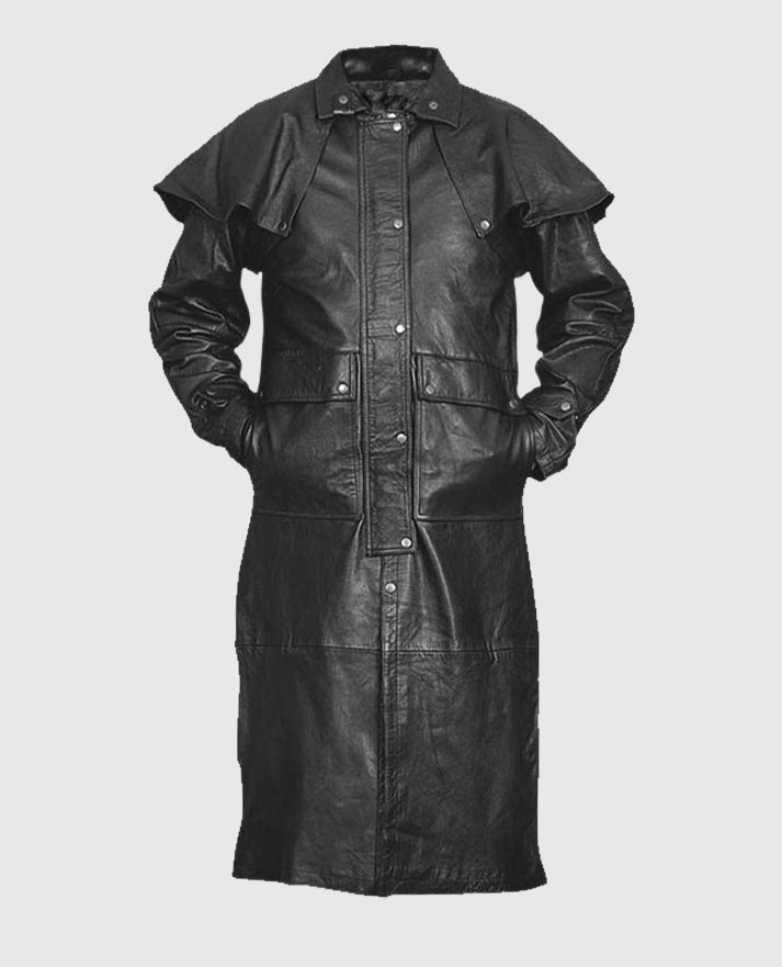 Men's Leather Duster with Cape