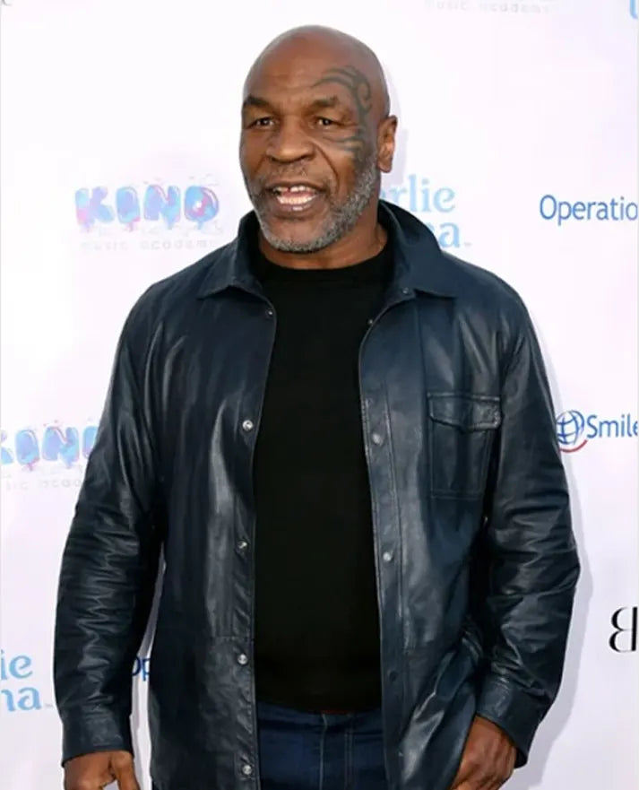 Mike Tyson Blue Leather Jacket