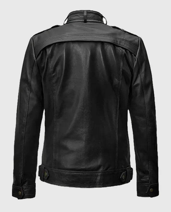 Men's Military Inspired Leather Jacket - second image