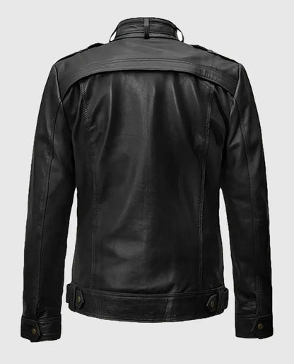 Military Inspired Leather Jacket For Men