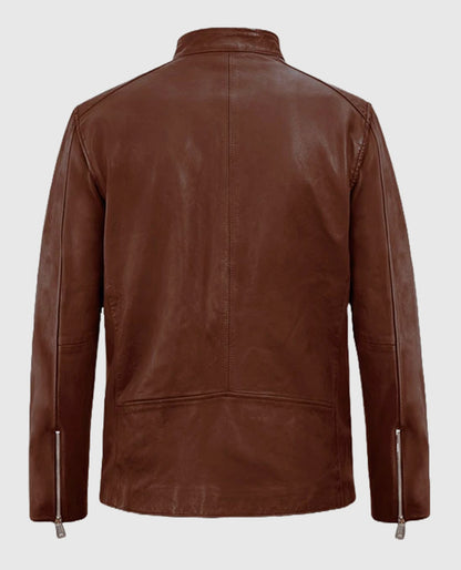 Motorad Tan Biker Leather Jacket For Men