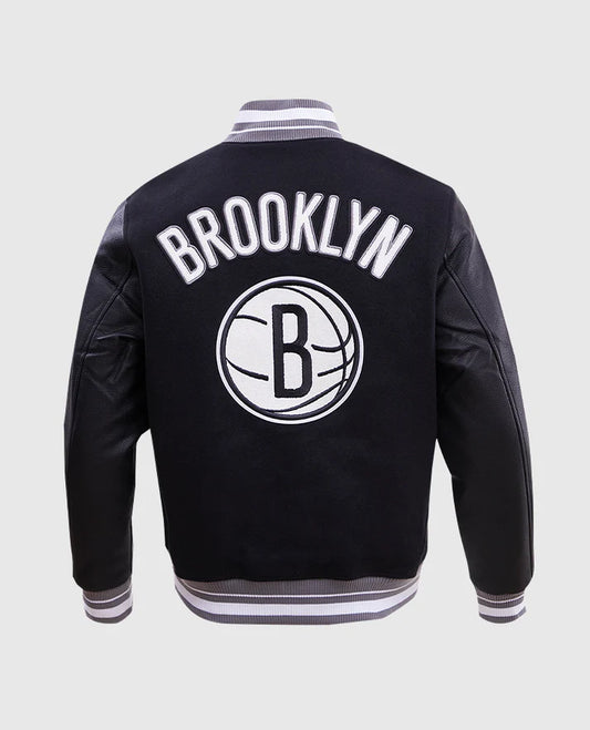 NBA Brooklyn Nets Men's Rib Wool Varsity Jacket