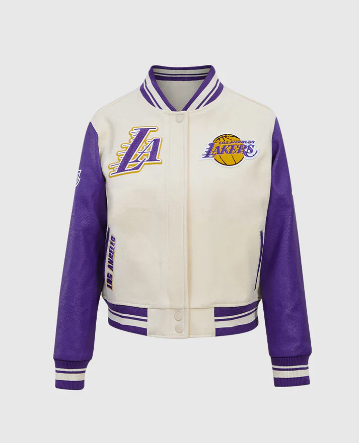 NBA Los Angeles Lakers Women's white Purple Varsity Jacket