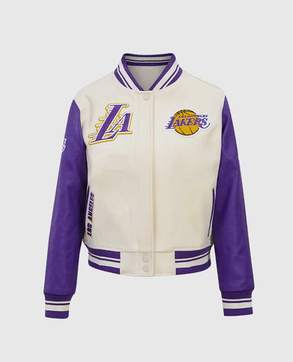 NBA Los Angeles Lakers Women's white Purple Varsity Jacket