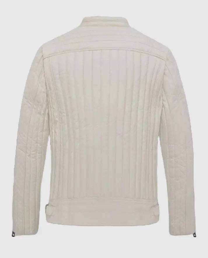 Nicolas Cage White Biker Leather Jacket