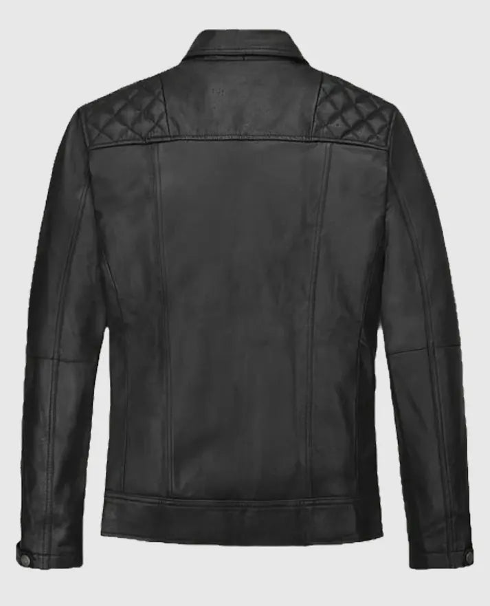 Patrick J Adams Black Leather Biker Jacket