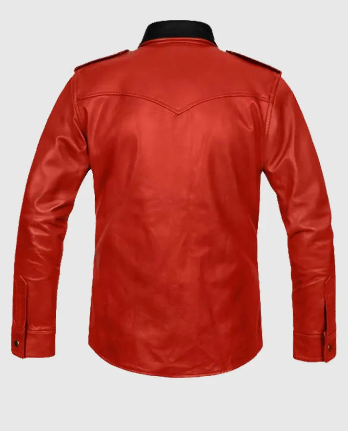Red Native Leather Jacket For Men