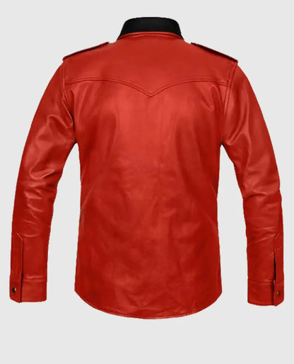 Red Native Leather Jacket For Men