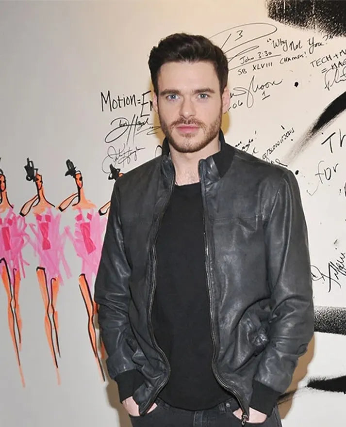 Richard Madden Black Leather Jacket