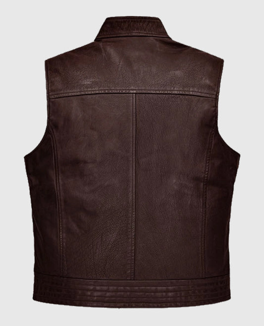 Road Shaper Dark Brown Leather Vest for Men
