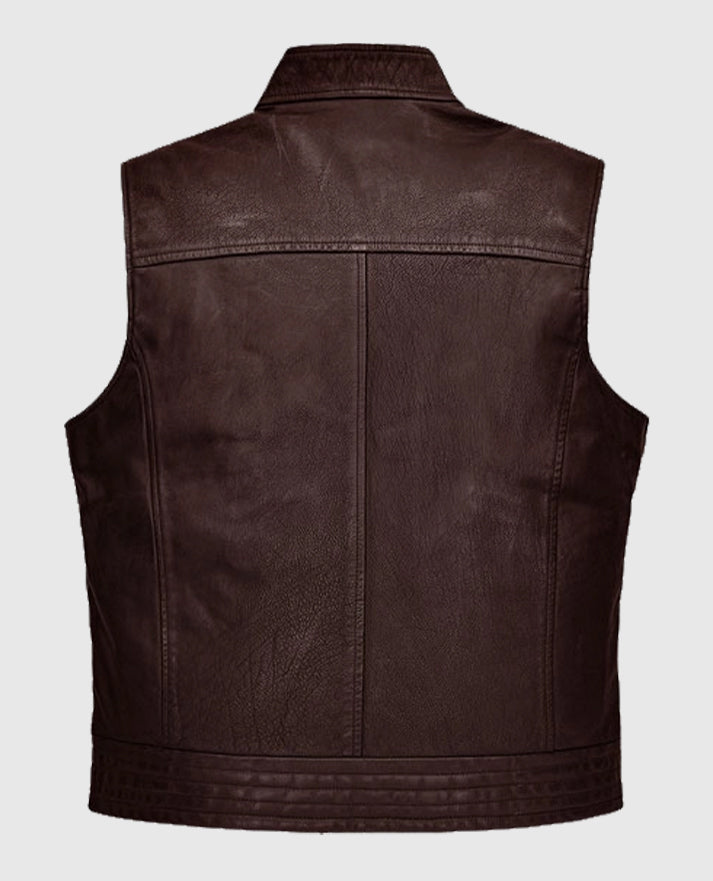 Road Shaper Dark Brown Leather Vest for Men 