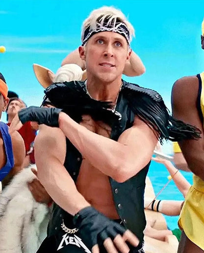 Ryan Gosling Barbie Black  Leather Vest