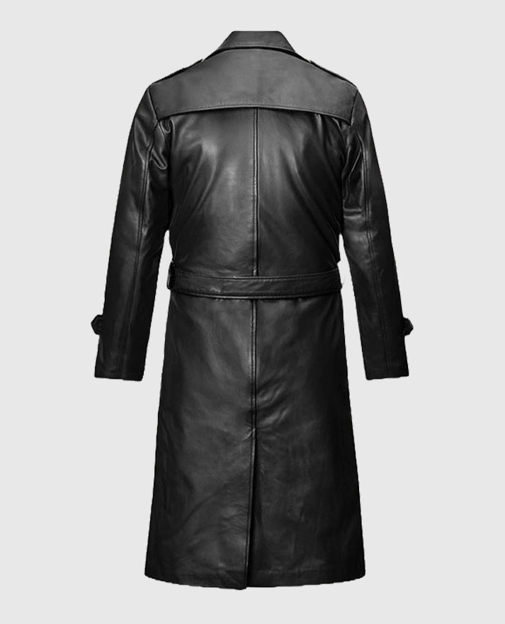 Samuel L. Jackson Shaft Leather Long Black Coat