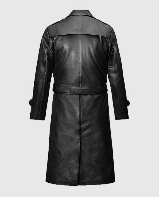 Samuel L. Jackson Shaft Leather Long Black Coat