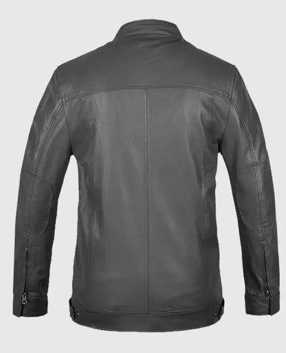 Shia Labeouf Transformers 3 Zip up Grey Leather Jacket