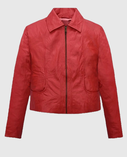 Soft Tango Red Washed Jennifer Lopez Gigli Leather Jacket