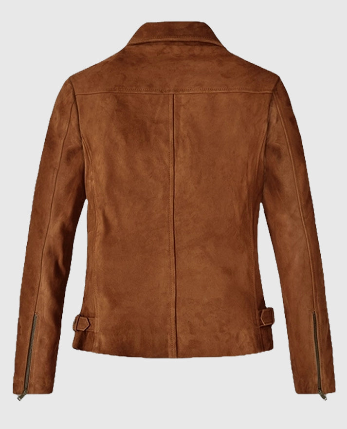 Vanessa Hudgens Brown Suede Biker Leather Jacket