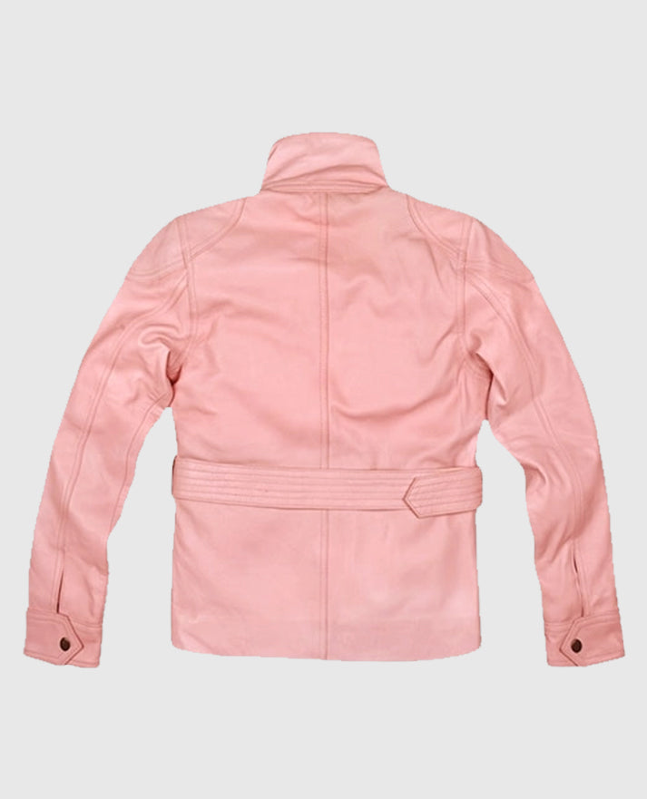 Women's Leather Light Pink Jacket