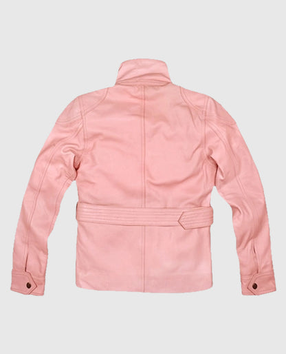 Women's Leather Light Pink Jacket