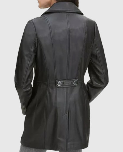 Women's Petite Black Trench Coat