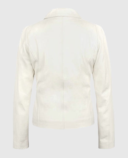 Women's Shirt-Style Off-White Leather Jacket