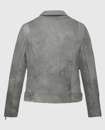 Women's Suede Biker Gray Leather Jacket
