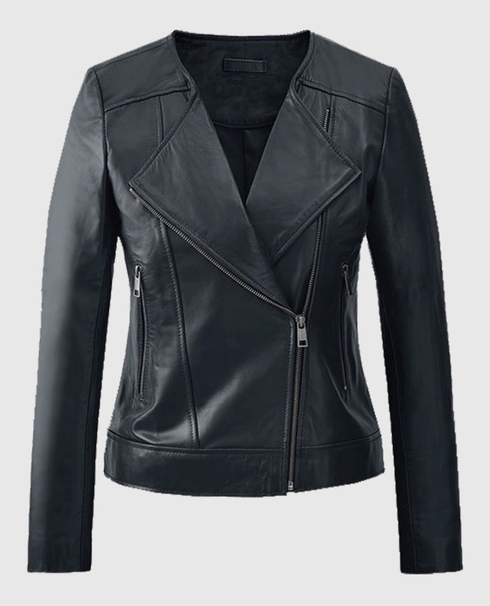 Women's Deep Black Leather Jacket