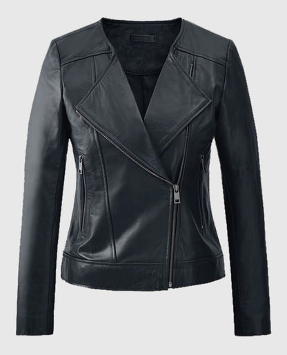 Women's Deep Black Leather Jacket