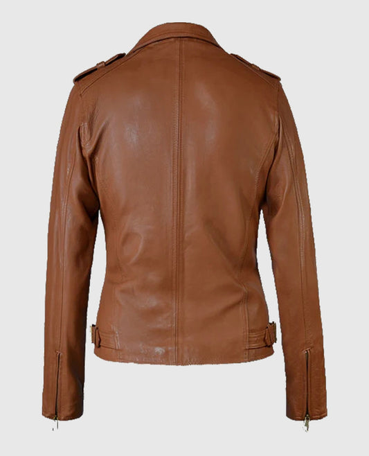 Women's Brown Biker Leather Jacket