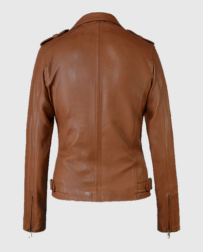 Women's Brown Biker Leather Jacket