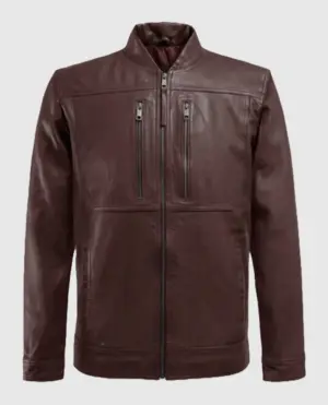 Men's Thunder Storm Burgundy Biker Leather Jacket