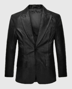 Men's Black Python Catwalk Leather Blazer