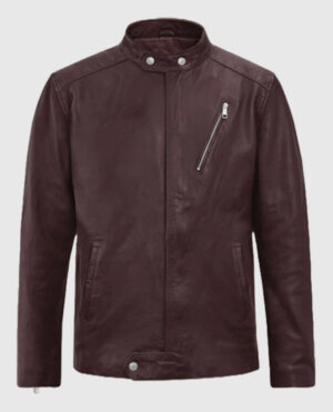 Men's Motorad Burgundy Biker Leather Jacket